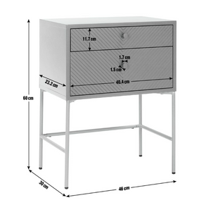 Habitat Barcelona 2 Drawer Bedside Table - Charcoal 18739885