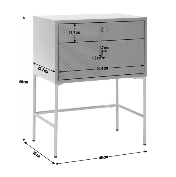 Habitat Barcelona 2 Drawer Bedside Table - Charcoal 18739885