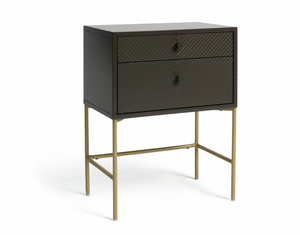 Habitat Barcelona 2 Drawer Bedside Table - Charcoal 18739885