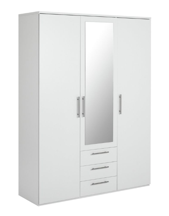 Brisbane 3 Door 3 Drawer Wardrobe - White 15822331