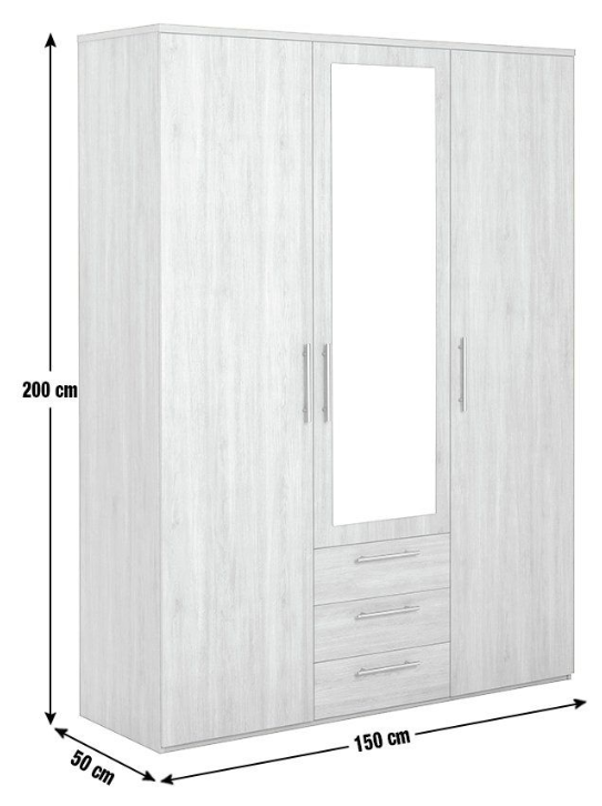 Brisbane 3 Door 3 Drawer Wardrobe - White 15822331