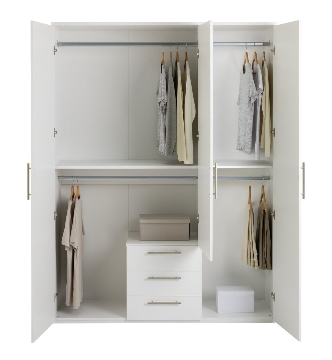 Brisbane 3 Door 3 Drawer Wardrobe - White 15822331