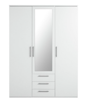 Brisbane 3 Door 3 Drawer Wardrobe - White 15822331