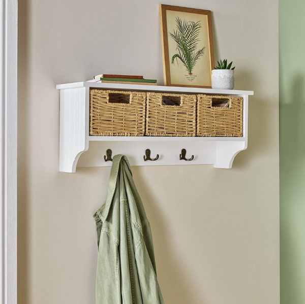 Hallway Wall Shelf & Coat Rack with Storage Boxes 17816943