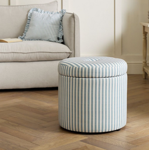 Habitat Leo Fabric Storage Ottoman - Blue & White 17266263