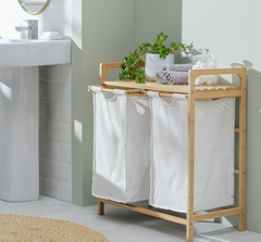 Habitat 38 Litre Bamboo Pull-Out Laundry Hamper - White 15818163