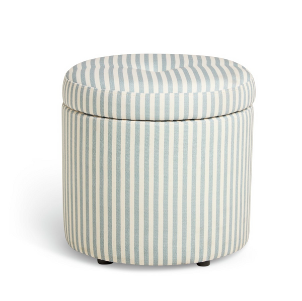 Habitat Leo Fabric Storage Ottoman - Blue & White 17266263
