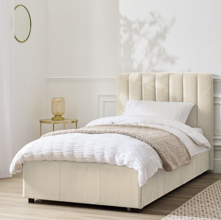Pandora Single Drawer Storage Bed Frame - Cream 17440216