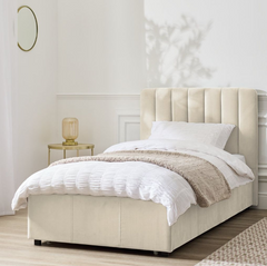 Pandora Single Drawer Storage Bed Frame - Cream 17440216