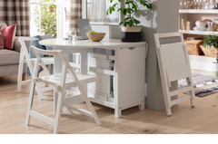 Butterfly Ext White Dining Table & 4 White Chairs 18172552