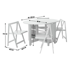 Butterfly Ext White Dining Table & 4 White Chairs 18172552