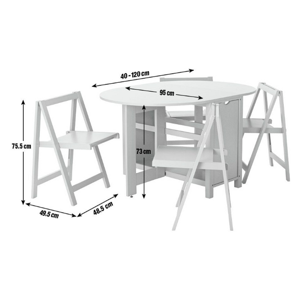 Butterfly Ext White Dining Table & 4 White Chairs 18172552