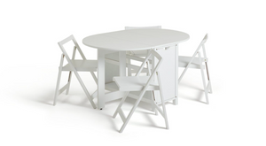 Butterfly Ext White Dining Table & 4 White Chairs 18172552