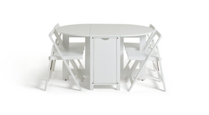 Butterfly Ext White Dining Table & 4 White Chairs 18172552