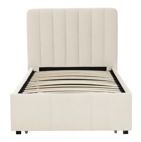Pandora Single Drawer Storage Bed Frame - Cream 17440216