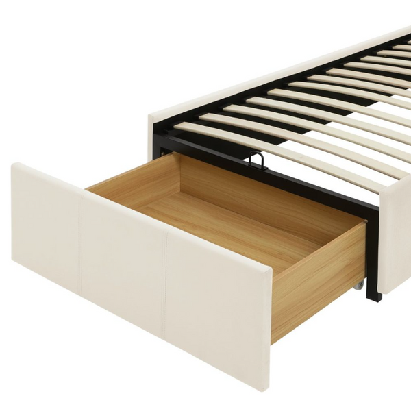 Pandora Single Drawer Storage Bed Frame - Cream 17440216