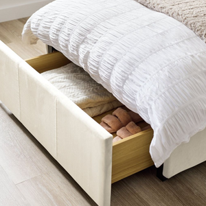 Pandora Single Drawer Storage Bed Frame - Cream 17440216