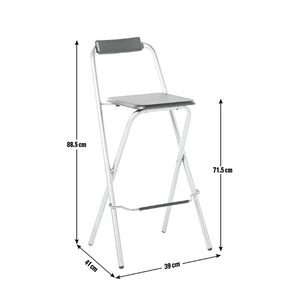 Pair of Folding Metal Bar Stools - Black & Silver 19223565