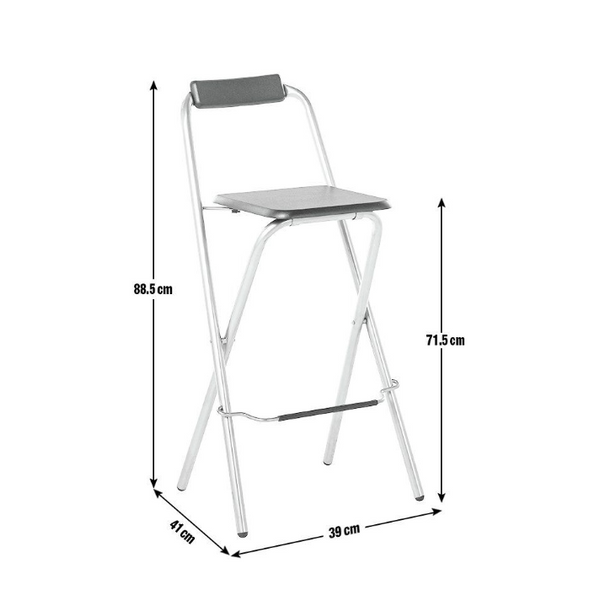 Pair of Folding Metal Bar Stools - Black & Silver 19223565