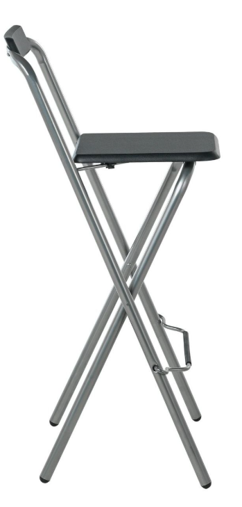 Pair of Folding Metal Bar Stools - Black & Silver 19223565