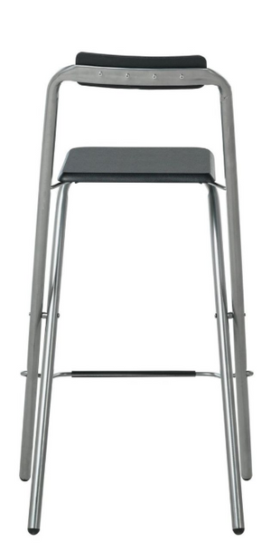 Pair of Folding Metal Bar Stools - Black & Silver 19223565
