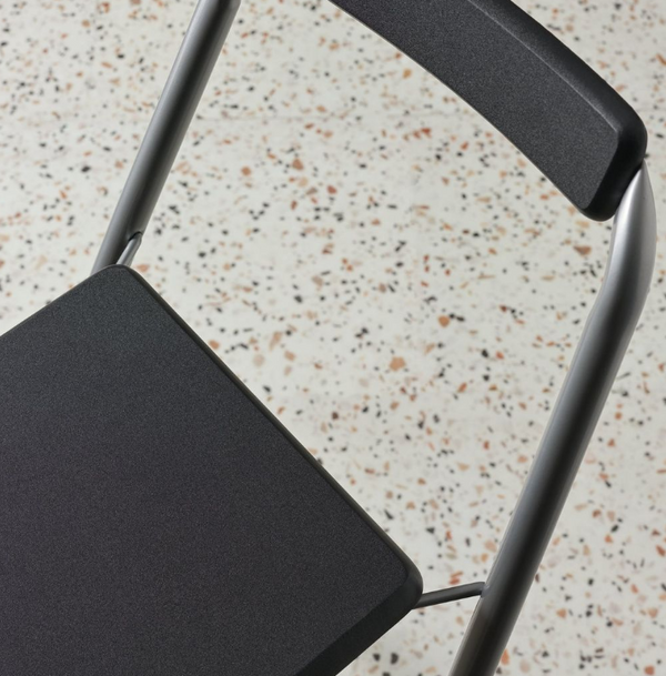 Pair of Folding Metal Bar Stools - Black & Silver 19223565
