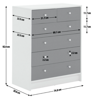 Kids Malibu 6 Drawer Chest - Blue & White 19443400