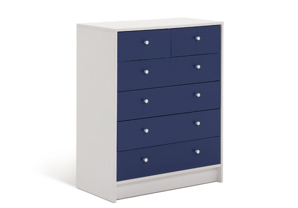 Kids Malibu 6 Drawer Chest - Blue & White 19443400