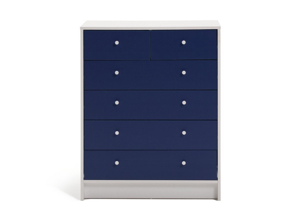 Kids Malibu 6 Drawer Chest - Blue & White 19443400