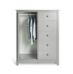 Habitat Brooklyn 1 Door 5 Drawer Short Wardrobe - White 17660814