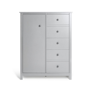 Habitat Brooklyn 1 Door 5 Drawer Short Wardrobe - White 17660814