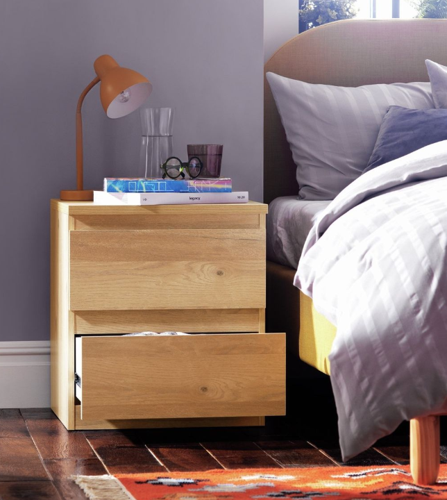 Jenson 2 Drawer Bedside Table - Oak Effect 17570368