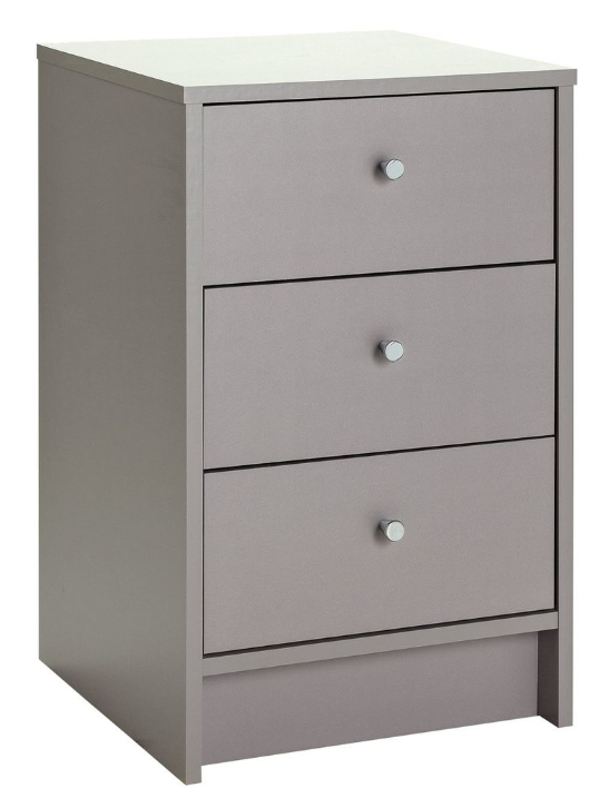 Malibu 3 Drawer Bedside Table - Grey 18479035