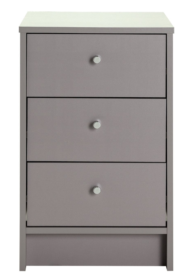 Malibu 3 Drawer Bedside Table - Grey 18479035