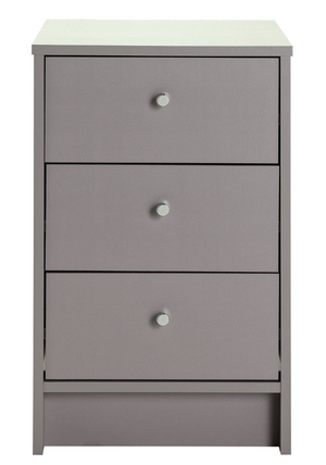 Malibu 3 Drawer Bedside Table - Grey 18479035