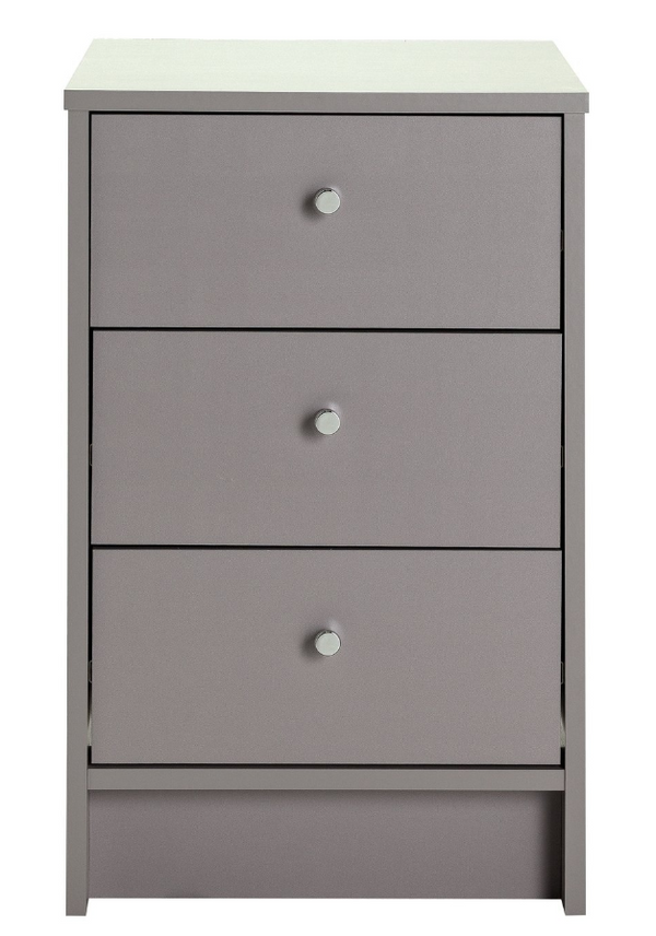 Malibu 3 Drawer Bedside Table - Grey 18479035