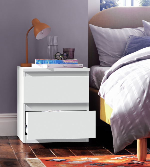 Jenson 2 Drawer Bedside Table -  Matte White 17570320