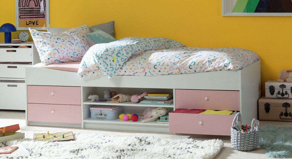 Malibu Storage Cabin Bed - Pink & White 19503436