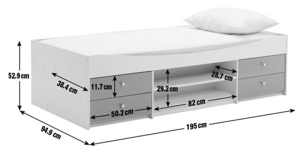 Malibu Storage Cabin Bed - Pink & White 19503436