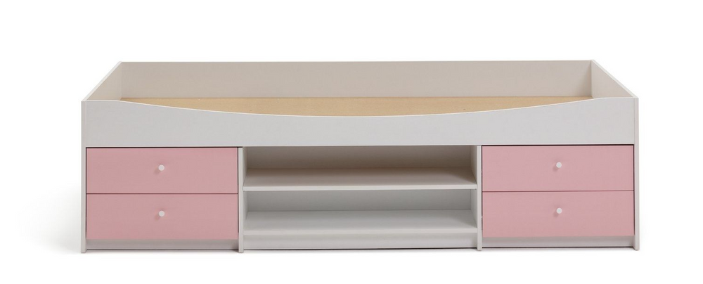 Malibu Storage Cabin Bed - Pink & White 19503436