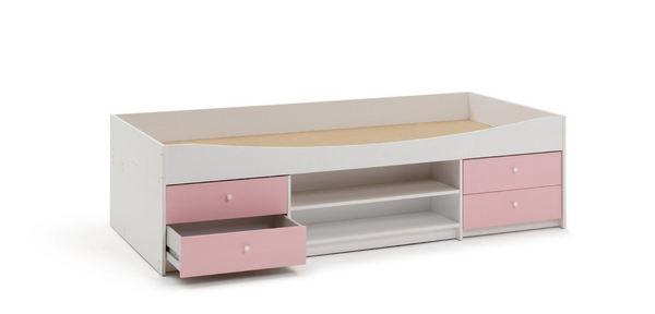 Malibu Storage Cabin Bed - Pink & White 19503436