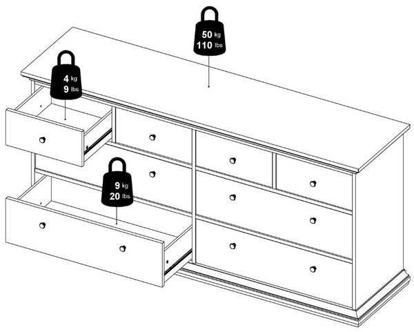 Tvilum Paris 8 Drawer Chest - White 13138917