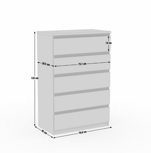 Jenson 5 Drawer Chest - Matte White 17571130