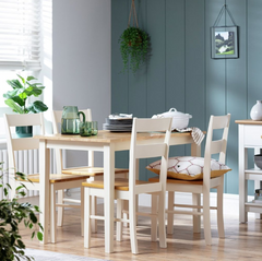 Argos Chicago Pair of Solid Wood Dining Chair- Oak & Cream 15642346