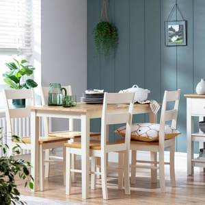 Argos Chicago Pair of Solid Wood Dining Chair- Oak & Cream 15642346