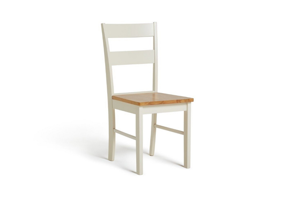 Argos Chicago Pair of Solid Wood Dining Chair- Oak & Cream 15642346