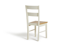 Argos Chicago Pair of Solid Wood Dining Chair- Oak & Cream 15642346