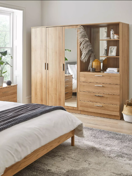 Panama 3 Door, 4 Drawer Combi Wardrobe - Grey T3XDE