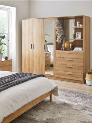 Panama 3 Door, 4 Drawer Combi Wardrobe - Grey T3XDE