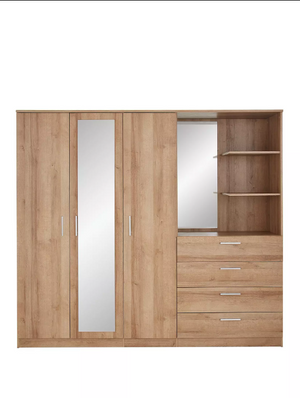 Panama 3 Door, 4 Drawer Combi Wardrobe - Grey T3XDE